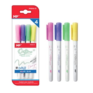 Ensemble 4 pcs marqueur magique out liner double ligne. Rose, lilas, vert clair.