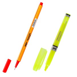 Ensemble d'écriture : 2 marqueurs à pointe fine et 1 marqueur fluorescent.