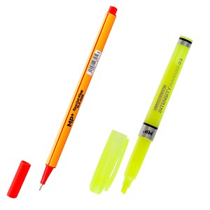 Ensemble d'écriture : 2 marqueurs à pointe fine et 1 marqueur fluorescent.