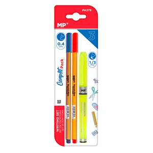 Ensemble d'écriture : 2 marqueurs à pointe fine et 1 marqueur fluorescent.