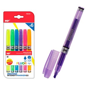 Marqueur fluorescent avec corps transparent 6 uds. Pack économie