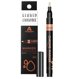 Marqueur 0,7 mm biseauté en chrome liquide métallique miroir.