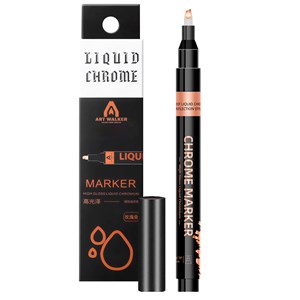 Marqueur 0,7 mm biseauté en chrome liquide métallique miroir.