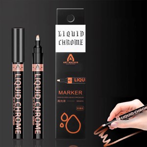 Marqueur 0,7 mm biseauté en chrome liquide métallique miroir.