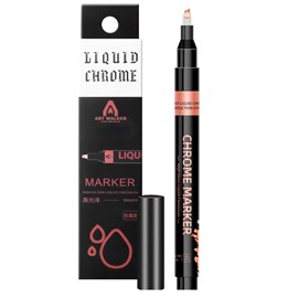 Marqueur 0,7 mm biseauté en chrome liquide métallique miroir.