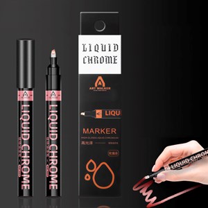 Marqueur 0,7 mm biseauté en chrome liquide métallique miroir.