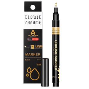 Marqueur 0,7 mm biseauté en chrome liquide métallique miroir.