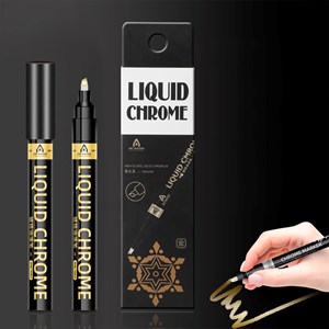 Marqueur 0,7 mm biseauté en chrome liquide métallique miroir.