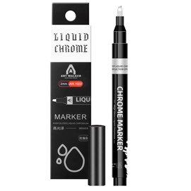 Marqueur 0,7 mm biseauté en chrome liquide métallique miroir.