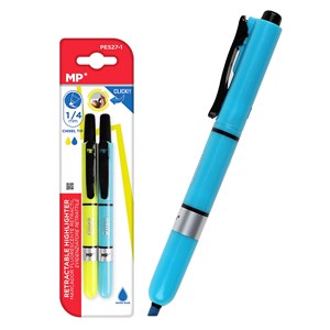 Set marqueur fluorescent rétractable 2 uds. Jaune et bleu.