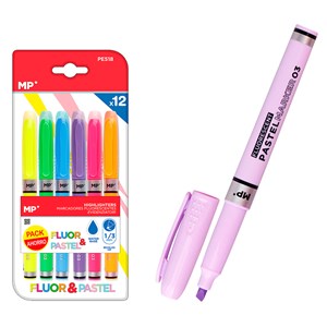 Marqueur fluorescent et pastel 1&nbsp;3mm 12 uds. Pack économie