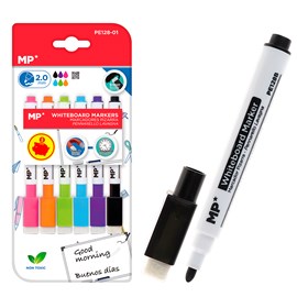 Ensemble de marqueurs de tableau blanc à gomme 6 couleurs