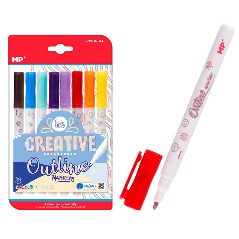 Ensemble 8 pcs marqueur magique out liner double ligne