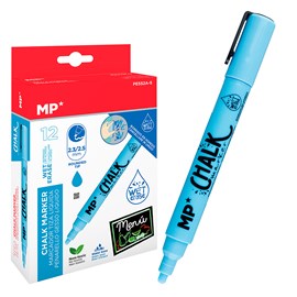 Pack 12 marqueurs crayon liquide nettoyage humide bleu