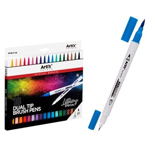 Set marqueurs double pointe pinceau lettering 18 uds.