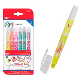 Set marqueurs en cire souple fluorescents 6 uds.