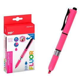 Pack 12 marqueurs fluorescents rétractables rose