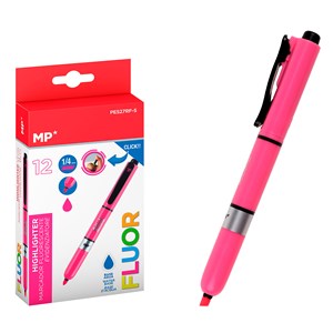 Pack 12 marqueurs fluorescents rétractables rose