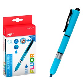 Pack 12 marqueurs fluorescents rétractables bleu