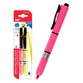 Set surligneur rétractable 2 uds. Jaune et rose.