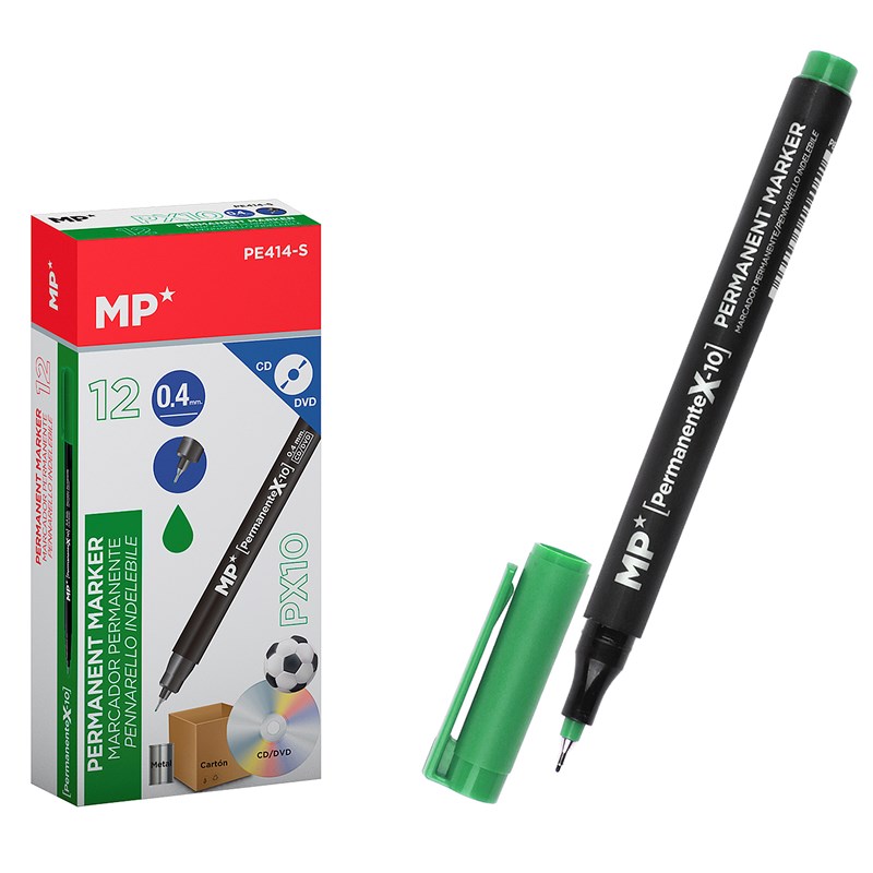 Pack 12 marqueurs permanents cd pointe fine vert