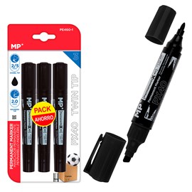 Set marqueur permanent double point noir 3 uds.