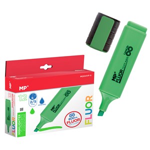 Pack 12 marqueurs long life fluorescent vert