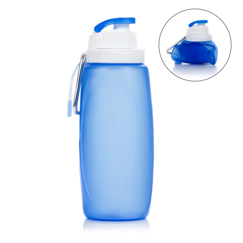 Mini bouteille pliante enroulable de 320ml, en silicone de qualité alimentaire.