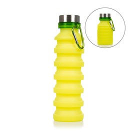 Bouteille de sport pliable en silicone. 470 à 550ml, sans bpa, bouchon.