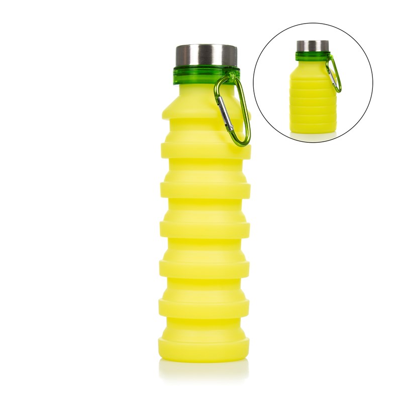 Bouteille de sport pliable en silicone. 470 à 550ml, sans bpa, bouchon.