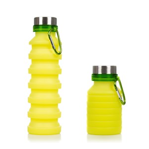 Bouteille de sport pliable en silicone. 470 à 550ml, sans bpa, bouchon.