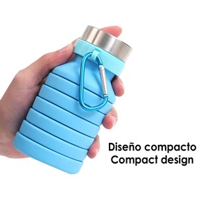 Bouteille de sport pliable en silicone. 470 à 550ml, sans bpa, bouchon.