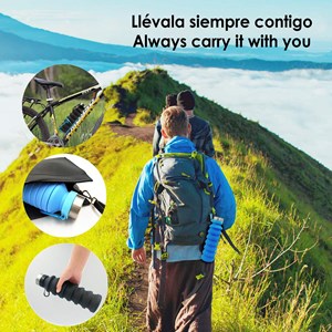 Bouteille de sport pliable en silicone. 470 à 550ml, sans bpa, bouchon.