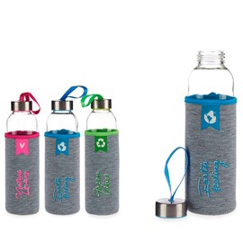 Ensemble 3 bouteilles neoprene cristal col étiquettes messages 500 ml