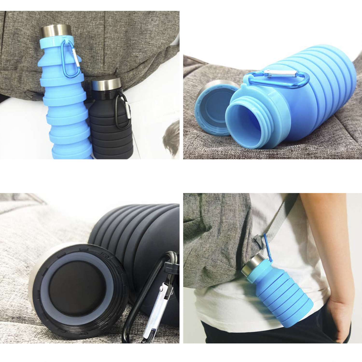 Gourde En Silicone Pliable 600 Ml – Pour Enfants & Sport – Étanche, Légère – Parfaite Randonnée, Vélo, école