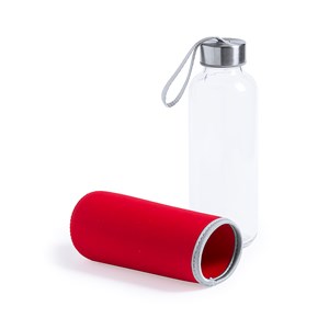 Bouteille en verre 420 ml. Avec housse soft shell