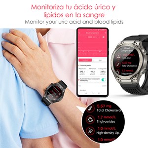 Smartwatch ja01. Moniteur d'acide urique et de lipides, contrôle de la glycémie.