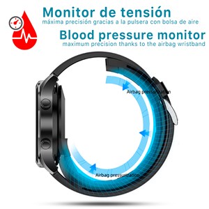 Smartwatch p50 avec pompe à air et ballon test de pression artérielle réel.