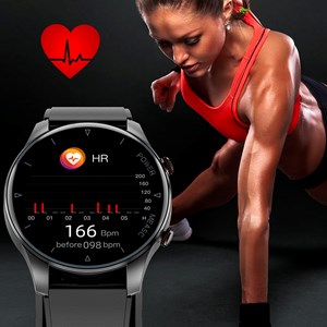 Smartwatch p50 avec pompe à air et ballon test de pression artérielle réel.