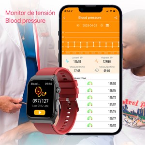Smartwatch e530 avec détection de la glycémie, moniteur de pression et o2.