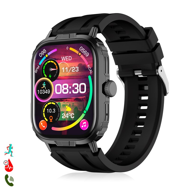 Smartwatch m106 avec double bracelet, l'un en silicone et l'autre en nylon.
