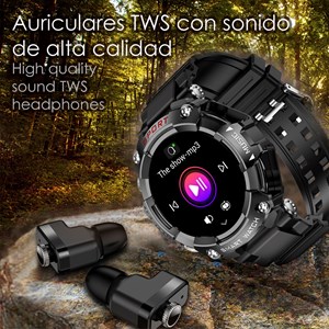 Smartwatch t96 avec écouteurs tws intégrés. Lecture musicale du smartwatch.