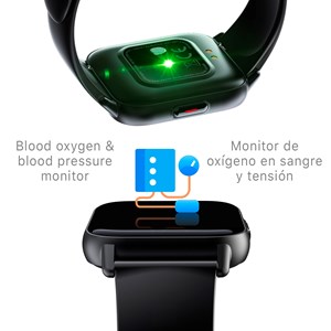 Smartwatch qs16 avec thermomètre corporel, moniteur de tension et o2.