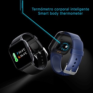 Smartwatch qs16 avec thermomètre corporel, moniteur de tension et o2.