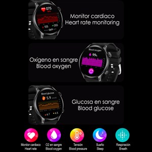 Smartwatch zw63 avec appels bluetooth, thermomètre, glucose sanguin.