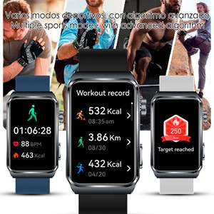 Smartwatch tk73, appels bluetooth avec fonctions avancées de santé.