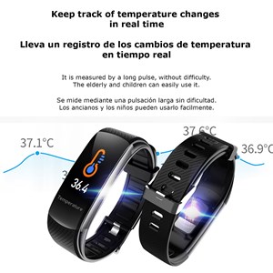 Bracelet intelligent t118 avec mesure de la température corporelle.