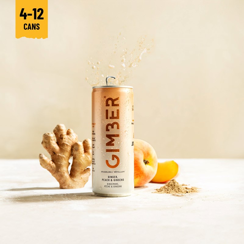 Gimber prêt-à-boire pêche - 12 canettes de 250ml
