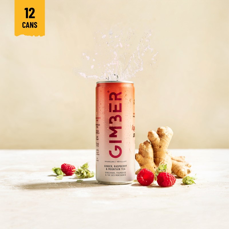 Gimber prêt-à-boire framboise - 12 canettes de 250ml