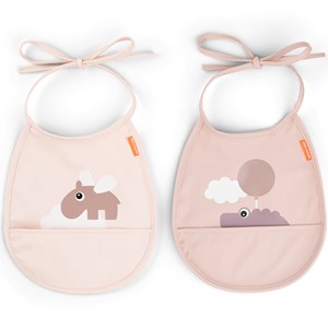 Bavoir petit lot de 2 happy clouds rose